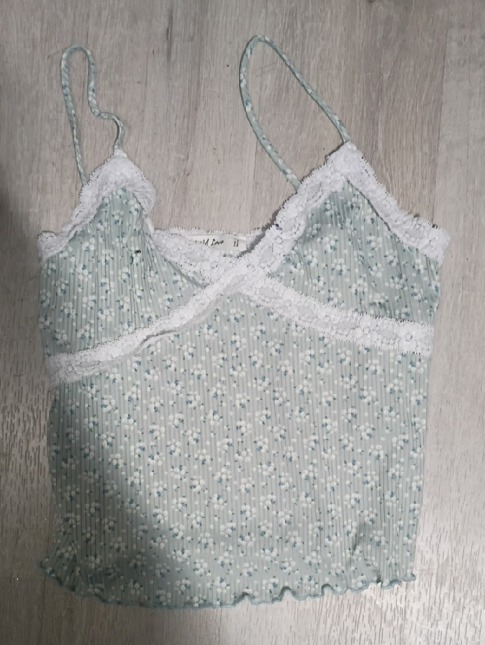 Light Mint Green Floral Lace Trim Cami
